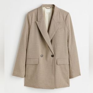 H&M Double Breasted Blazer in Brown Check